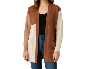 MINE Color Block Long Sleeve Sweater Cardigan Size Small